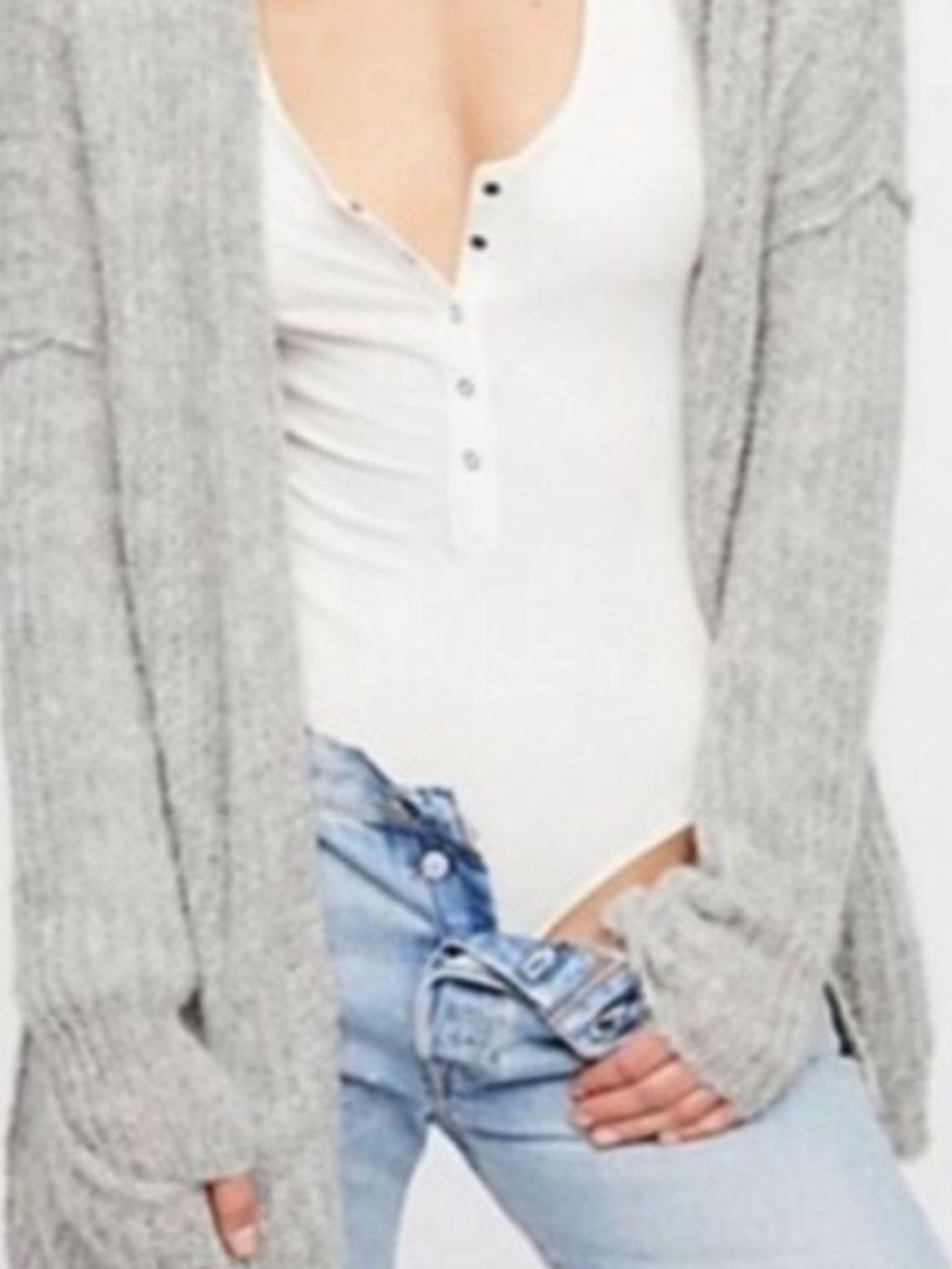 Free people Cozy Open-Front longer Grey Women's Cardigan Sweater